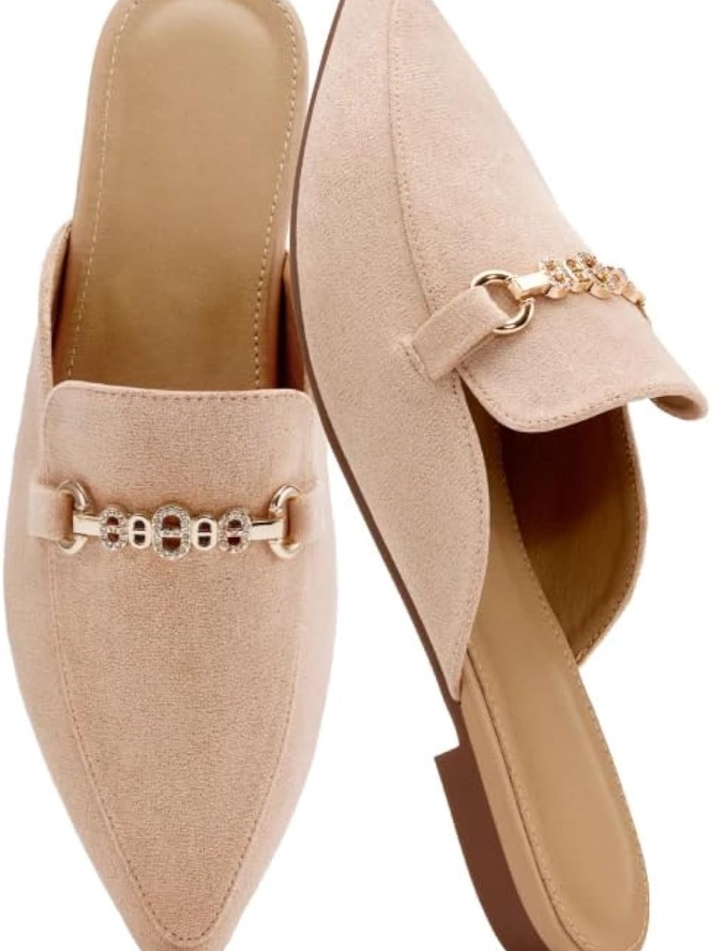 Suede Pointed Toe Slip-On Mules in Blush